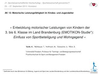 » Entwicklung motorischer Leistungen von Kindern der