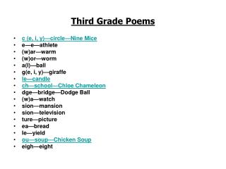 Third Grade Poems