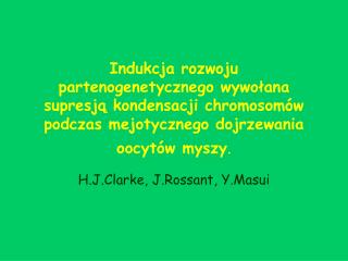 H.J.Clarke, J.Rossant, Y.Masui