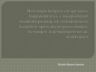 Előadó: Kiszner Levente