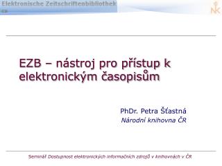 EZB – nástroj pro přístup k elektronickým časopisům