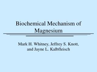 Biochemical Mechanism of Magnesium