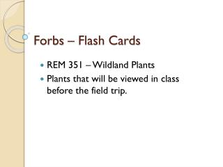 Forbs – Flash Cards