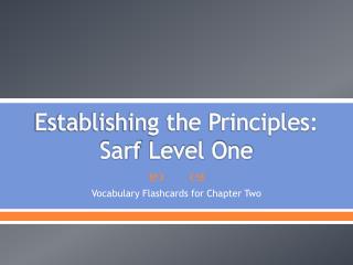 Establishing the Principles: Sarf Level One