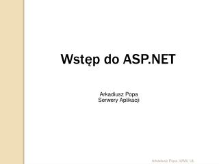 Wstęp do ASP.NET