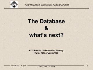 The Database &amp; what’s next?