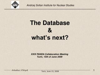 The Database &amp; what’s next?