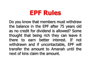 EPF Rules