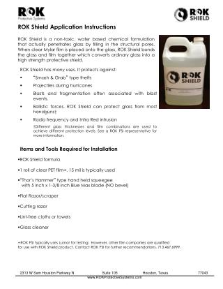 ROK Shield Application Instructions