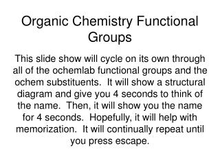 Organic Chemistry Functional Groups