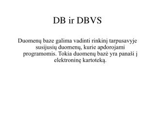 DB ir DBVS