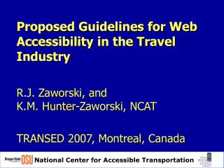 Proposed Guidelines for Web Accessibility in the Travel Industry