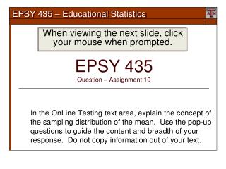 EPSY 435 Question – Assignment 10