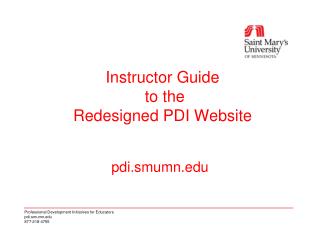 Instructor Guide to the Redesigned PDI Website