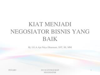 KIAT MENJADI NEGOSIATOR BISNIS YANG BAIK