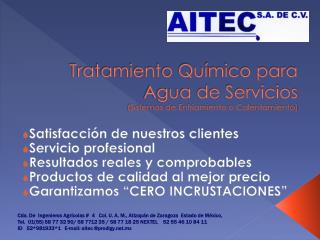 Tratamiento Químico para Agua de Servicios (Sistemas de Enfriamiento o Calentamiento)