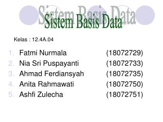 Fatmi Nurmala			(18072729) Nia Sri Puspayanti		(18072733) Ahmad Ferdiansyah		(18072735)