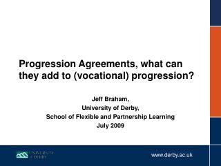 Progression Agreements, what can they add to (vocational) progression?