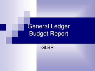 General Ledger Budget Report
