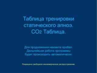 CO 2 Таблица.