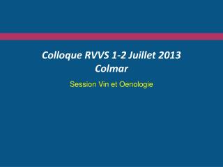 Colloque RVVS 1-2 Juillet 2013 Colmar