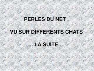 PERLES DU NET , VU SUR DIFFERENTS CHATS … LA SUITE …