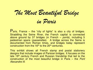 The Most Beautiful Bridge in Paris