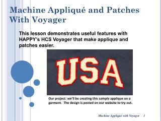 Machine Appliqué and Patches With Voyager