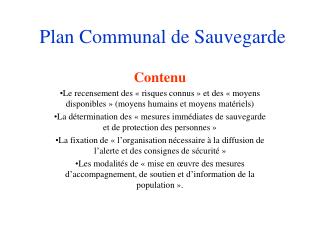 Plan Communal de Sauvegarde