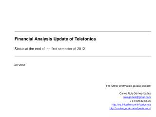 Financial Analysis Update of Telefonica Status at the end of the first semester of 2012