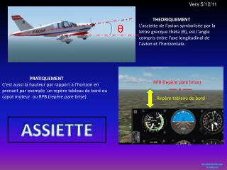 THEORIQUEMENT L'assiette de l'avion symbolisée par la lettre grecque thêta ( θ ), est l'angle