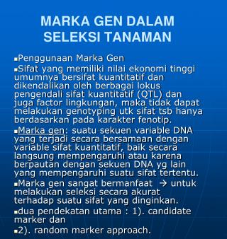 MARKA GEN DALAM SELEKSI TANAMAN