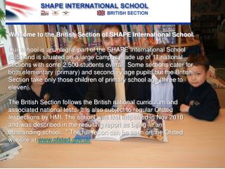 Welcome to the British Section of SHAPE International School.