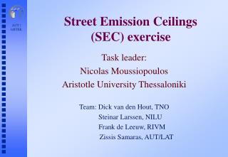 Street Emission Ceilings (SEC) exercise