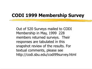 CODI 1999 Membership Survey