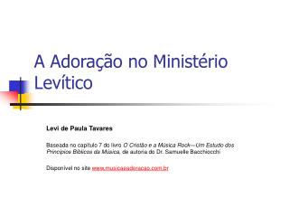 A Adoração no Ministério Levítico