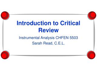 Introduction to Critical Review