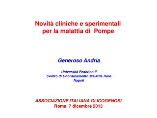 Generoso Andria Universit à Federico II Centro di Coordinamento Malattie Rare Napoli