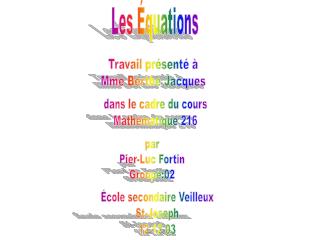 Les Équations