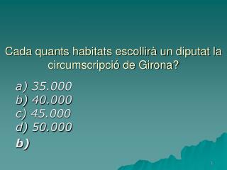Cada quants habitats escollirà un diputat la circumscripció de Girona?