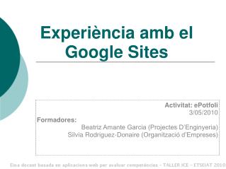 Experiència amb el Google Sites