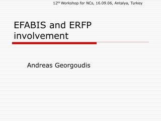 EFABIS and ERFP involvement