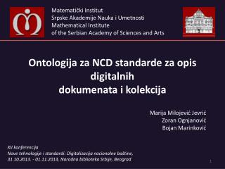Ontologija za NCD standarde za opis digitalnih dokumenata i kolekcija