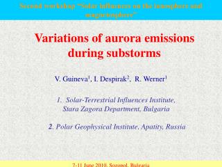Variations of aurora emissions during substorms