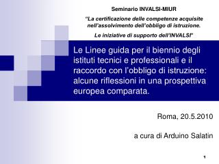 Roma, 20.5.2010 a cura di Arduino Salatin