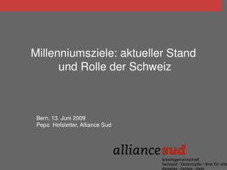 Millenniumsziele: aktueller Stand und Rolle der Schweiz