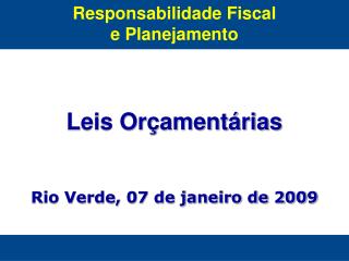 Responsabilidade Fiscal e Planejamento