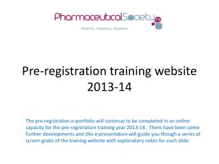 Pre-registration training website 2013-14