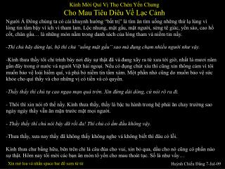 Kính Mời Quí Vị Thọ Chén Yến Chưng Cho Mau Tiêu Diêu Về Lạc Cảnh