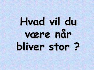 Hvad vil du være når bliver stor ?